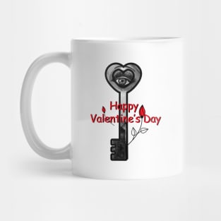 Happy Valentines Day Gift with the Key & Flowers Mug